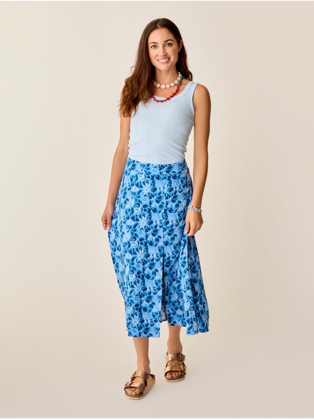 NEW Carve Designs Hope Skirt Blue Floral Midi Women’s Small